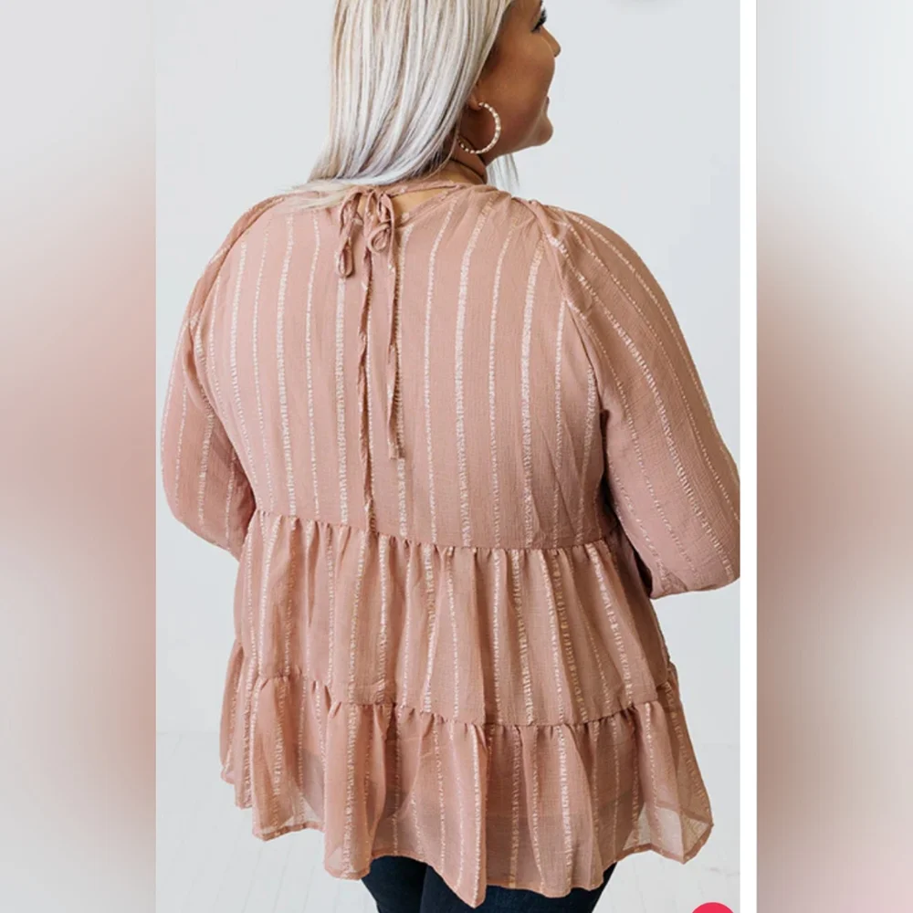 🆕Andree By Unit Long Sleeve Peplum Blouse - Picture 5 of 11